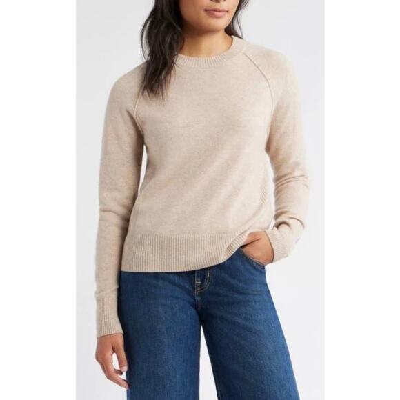 Caslon Sweaters - Caslon Cashmere Wool Blend Sweater Ribbed‎ Raglan Sleeve Crewneck Pullover M NEW